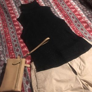 NWOT silk turtleneck black shine